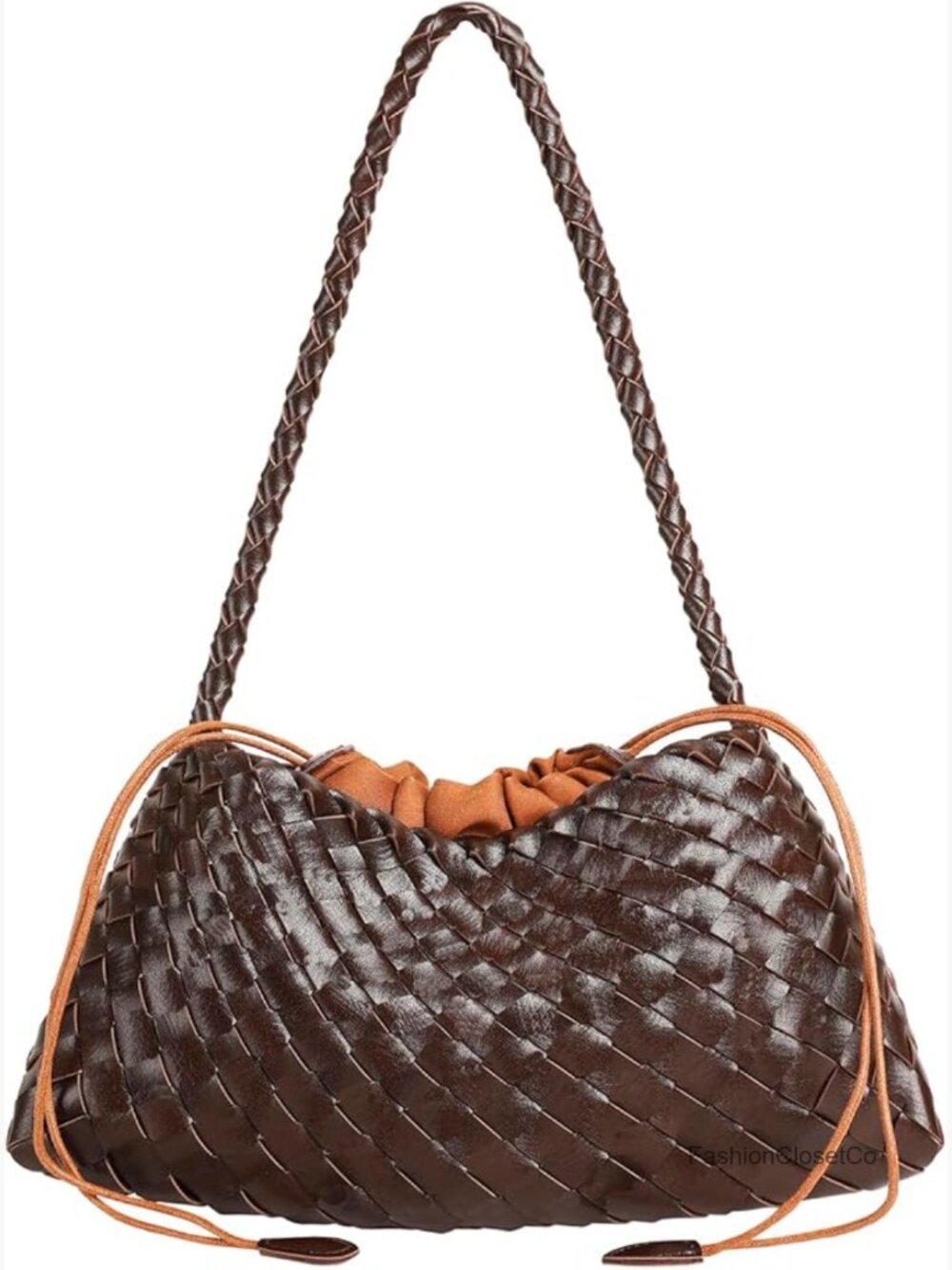 Basket Woven Vegan Leather Hobo Shoulder Bag Tote Purse - Picture 1 of 6